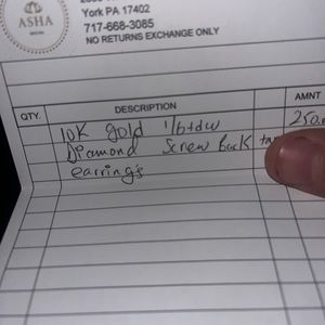 10k gold 1/6 diamond earrings screw back